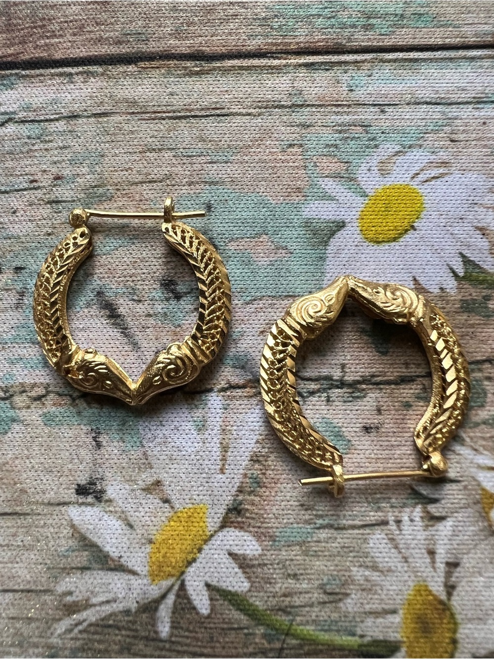 Classic Gold Floral Hoop Earrings - Women Jewelry